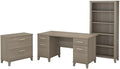Scranton & Co Furniture Somerset 60W Desk Set, Ash Gray, Includes Office Desk, Lateral File Cabinet, 5-Shelf Bookcase, Durable Construction, Wire Management, Adjustable Shelves, Ideal for Home Office