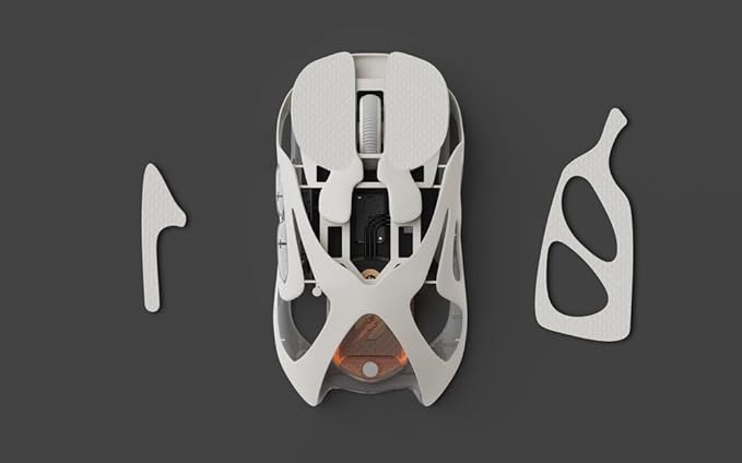 Angry Miao Infinity Mouse Replacement Rubber Foot & Anti Slip Sticker, PTFE Skates with Anti Slip Grip Tape for Gaming, Smooth Glide and Control, Compatible with AM Infinity Mouse White