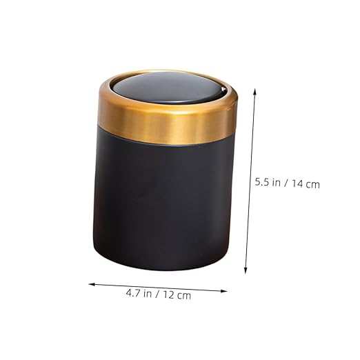 ABOOFAN Mini Stainless Steel Trash Can with Lid Compact Round Desktop Waste Bin for Bathroom Bedroom and Kitchen Slim Design for Small Spaces