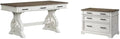 Pemberly Row Home Office Set with Lateral File Cabinet and Writing Desk in White and Oak