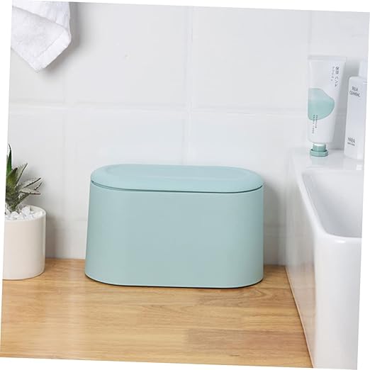 CHILDWEET Slim Trash Can Lid Desktop Mini Ash-bin Plastic Household Waste Holder Office Countertop Easy Use