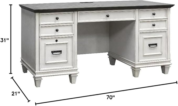 BOWERY HILL Set of 2 Wood Lateral Filing Cabinet & Credenza Office Desk