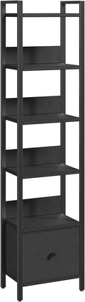MAHANCRIS Bookshelf, 6-Tier Bookcase with Drawer, Small Book Shelf for Small Space, Storage Shelf Organizer, for Living Room, Bedroom, Study, Kitchen, Black BKHB66101