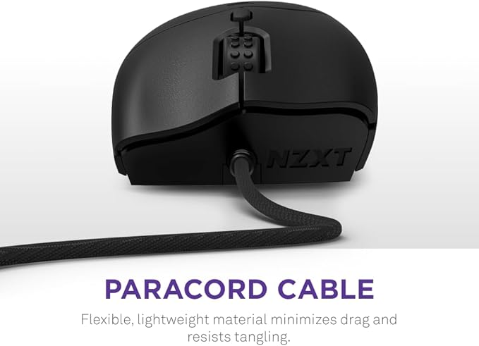 NZXT Lift 2 Ergo, Lightweight Ergonomic Wired Gaming Mouse, Lightweight 61 g Design, 8K Polling Rate, Optical Switches, 26K DPI Optical Sensor, 100% PTFE Feet, Black
