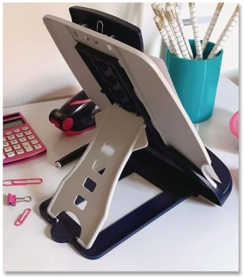 Kensington Insight Adjustable Book Copyholder, 50 Sheet Capacity, Metal, Midnight Blue/gray