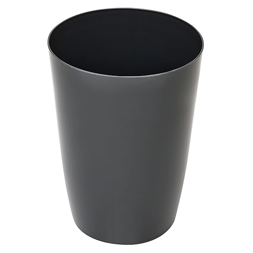 Mini Waste Basket - Durable Small Plastic Garbage Trash Can Bin - Lidless Open-Top, Slim Profile for Compact Spaces - Suitable for Home, Bathroom, Office, Bedroom, Kitchen and More, Grey
