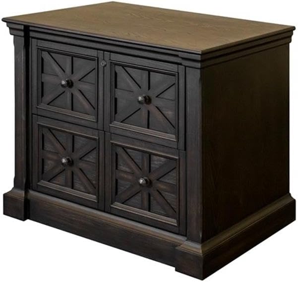 Pemberly Row Set of 3 Wood Office Writing Table & Filing Cabinet & Bookcase
