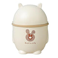 ARTIBETTER Cute Cartoon Desktop Trash Can with Lid Small White Waste Bin for Office Kitchen and Bathroom Compact Slim Trash Can Easy to Use Suitable for Home and Office