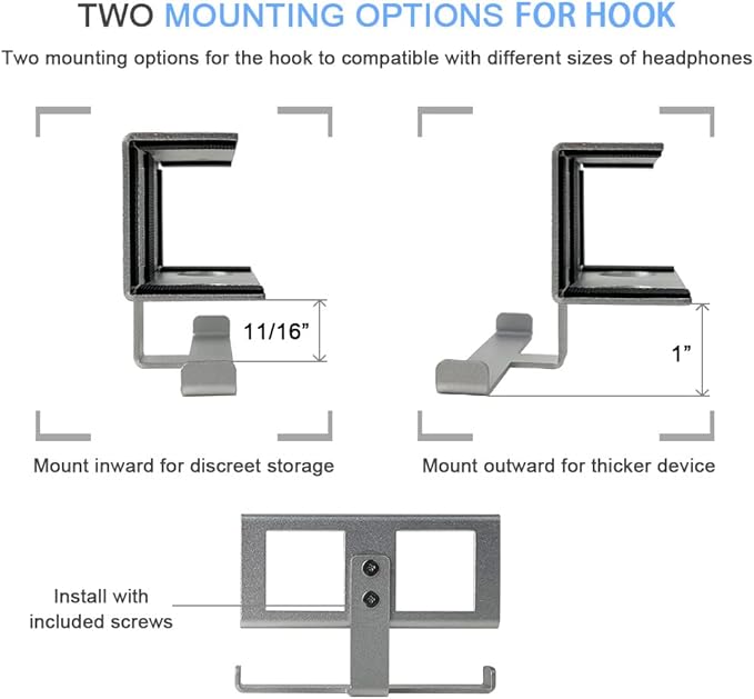 IFCASE Under Desk Laptop Mount & Headphone Holder with Adhesive & Screw, Hard Aluminum Under Table Desk Holder for Laptop, Mac mini, MacBook Pro (Silver)