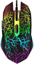 Maine Wired Gaming Mouse, with Four-Color LED Lighting Effect, Equipped with 6 Silent Click Buttons, Available for Factory Wholesale Sales (Black, 100PACK)