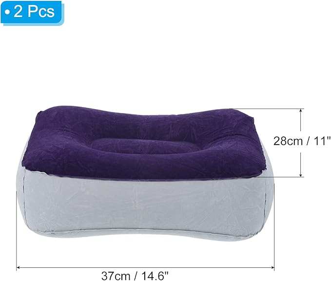 PATIKIL Travel Foot Rest Pillow, 2 Pack Inflatable Foot Rest Cushion Travel Flight Leg Rest Pillow for Airplane Train Office Home, Gray Blue