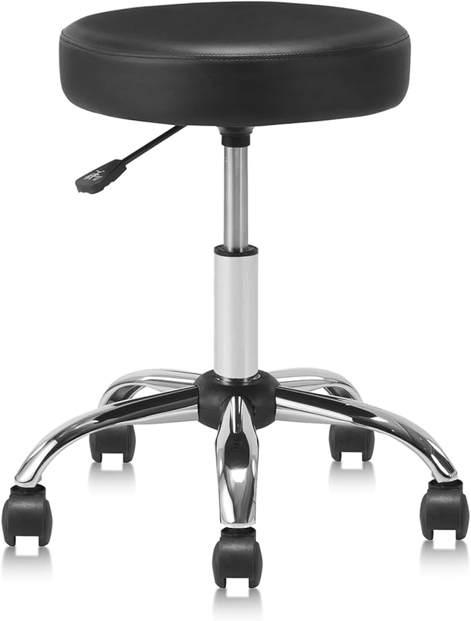 KLASIKA Round Rolling Stool with Wheels Adjustable Height Swivel Multi-Purpose Heavy Duty Wide Seat Drafting Stool for Office Laboratory Salon Massage Spa Medical Doctor Clinic Tattoo Beauty Nail
