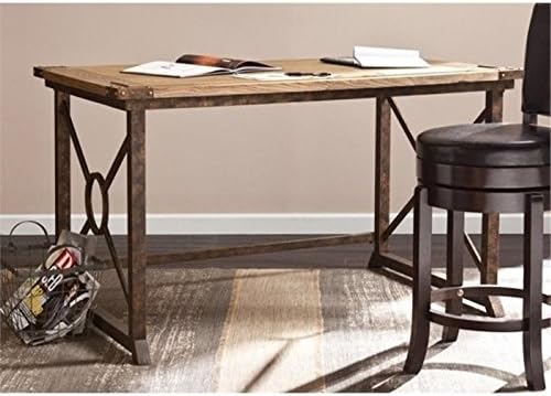 BOWERY HILL Tilt-Top Drafting Table, Weathered Oak Finish, 51.5" W x 32.75" D, Adjustable Fir Wood and Metal Construction, Industrial Style Drawing Desk for Home or Art Studio