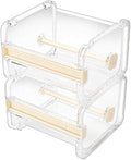 molshine 2 Pack Transparent Desktop Multi Washi Masking Tape Storage Dispenser,Tape Cutter,Tape Roll Holder (Not Include Masking Tape) (Beige)