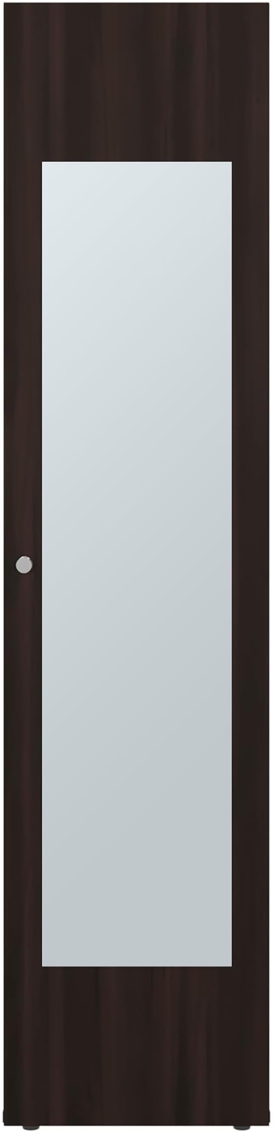 Stained Walnut Storage Cabinet with Mirror Integrated full-length mirror enables effortless head-to-toe styling and quick outfit checks right next to hanging clothes and folded garments for convenie