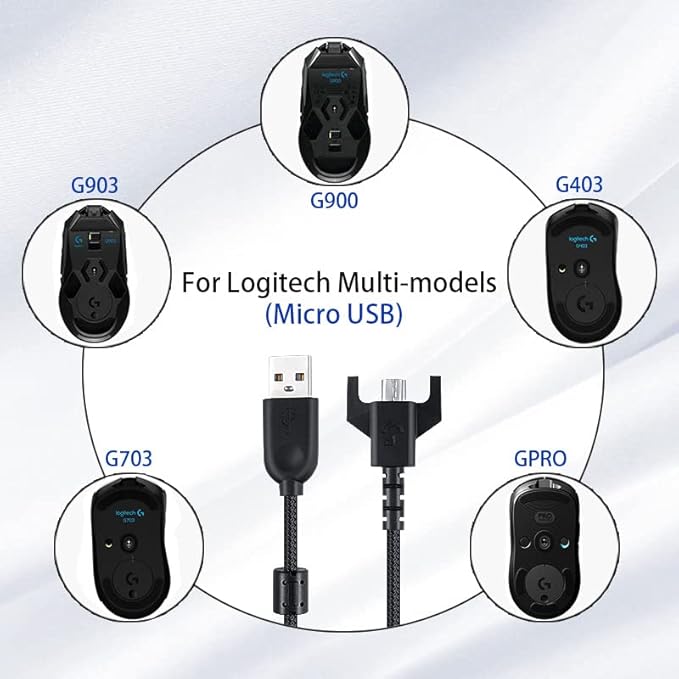 USB Charging Cable Replacement for Logit G403 G900 G903 G703 G PRO G Pro x Superlight Wireless Gaming Mouse