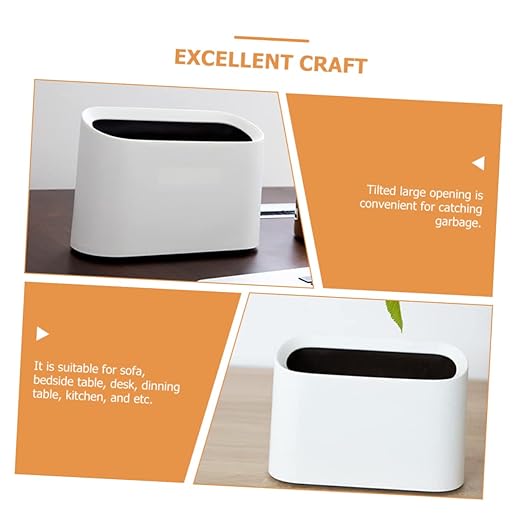 PRETYZOOM Mini Desktop Trash Can for Bedroom Office Slim Wastebasket with Detachable Liner Compact Garbage Bin for Makeup Tables Vanities Stylish White Decor
