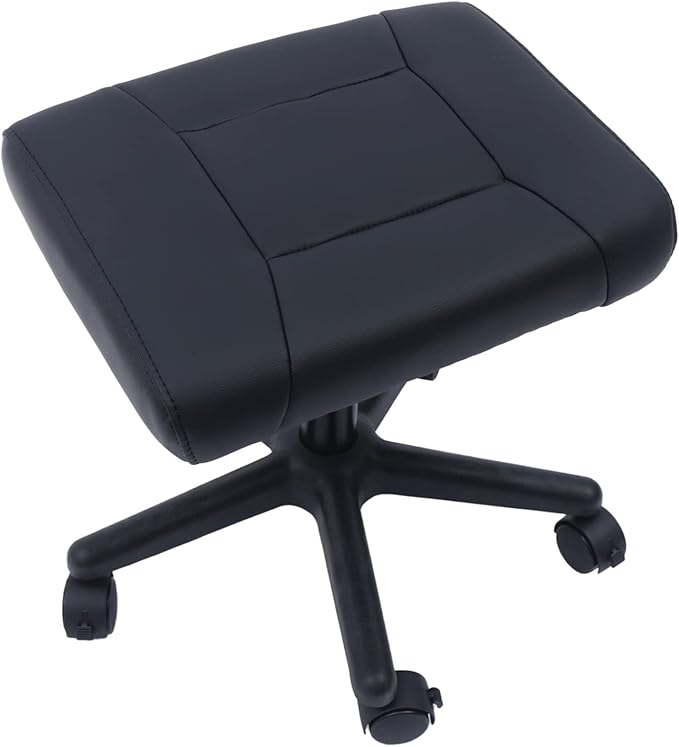 Office Footrests, Foot Stool Under Desk with Wheels, Adjustable Height Office Foot Stool, Ergonomic Rolling Leather Foot Stool Leg Rest 360° Rolling Footrest for Home Office