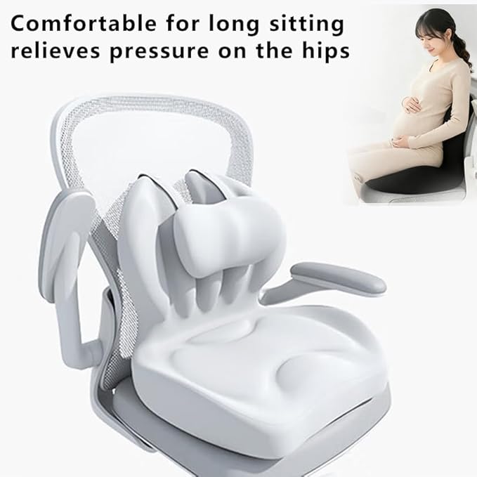 Adjustable Memory Foam Lumbar Cushion - Ergonomic Lower Back Support Pillow with Cotton Cover, Mid-Height Customizable Design for Office Chair, Car Seat, Long Sitting (Gray, Large)