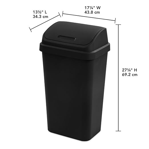 Sterilite Swing-Top Office Wastebasket – Black (4-Pack, 13 Gal)