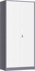 Greenvelly Metal Storage Cabinet,72” Metal Cabinet Storage with Doors and 4 Adjustable Shelves,Tall Storage Cabinet for Home,School,Gym(Grey White)