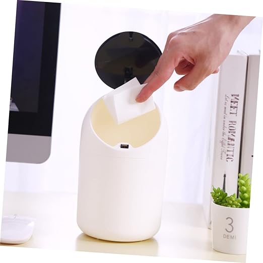 DECHOUS 2 Pcs Desktop Waste Container Black Mini Trash Can Desk Trash Can Simple Chic Design