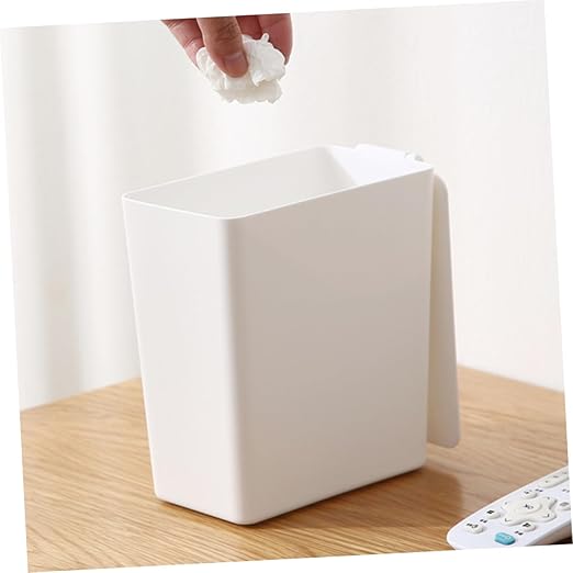 Mini Trash Can Lid Compact Desktop Garbage Bin for Office Bedroom Kitchen Slim Design Odor-Blocking Portable Waste Container