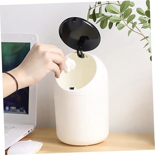 DECHOUS 2 Pcs Desktop Waste Container Black Mini Trash Can Desk Trash Can Simple Chic Design