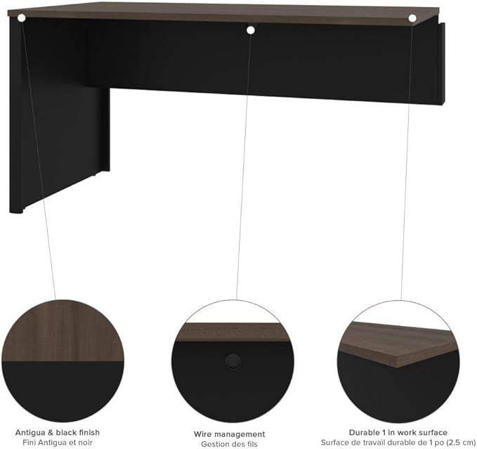 Bestar Connexion 72W L-Shaped Desk with Hutch and Lateral File Cabinet in Antigua & Black