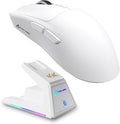 ATTACK SHARK X1 Superlight Wireless Gaming Mouse with RGB Magnetic Charging Dock, BT/2.4G Wireless/Wired Gaming Mouse, PAW3395PRO Gaming Sensor, 40000DPI, 53g Office Mice for PC/Mac/Win/Xbox (White)