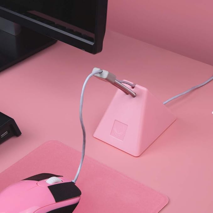 HOTLINEGAMES Mouse Bungee Mouse Cord Clip Cord Management System Fixer Holder for Esports FPS Game (3.0 Pink)