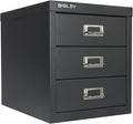 Bisley 3-Drawer Steel MultiDrawer Cabinet - Anthracite Grey, Chrome Pull Handles with Label Holders, Powder-Coated Steel, Removable Drawers, Desktop Storage, Labels Included