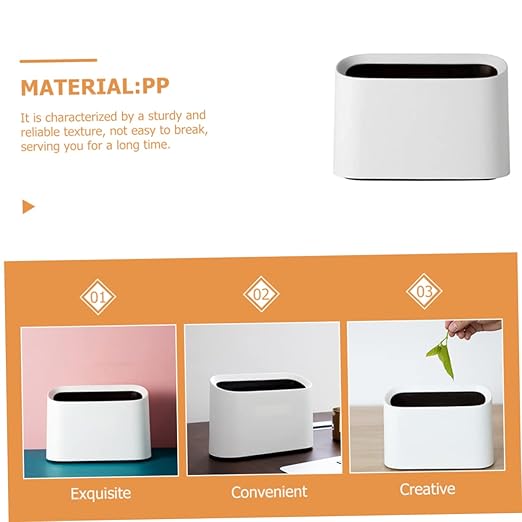 MAGICLULU Desktop Trash Can Slim Portable Wastebasket for Home Office and Car Mini Multifunctional Garbage Bin with Opening for Easy Disposal Stylish White Design