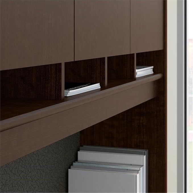 Bush Business Furniture 72W Bow Front U Shaped Desk with Hutch and Storage in Mocha Cherry
