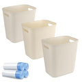UUJOLY Small Bathroom Trash Can with Trash Bag Wastebasket Garbage Can for Bathrooms, Laundry Room, Kitchens, Offices, Kids Rooms, Dorms, 3.5 Gallons, 3 Pack (Beige)
