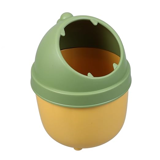 Operitacx Cute Half Lid Trash Can Mini Desk Waste Basket Lid for Office Study Dorm Dinosaur Design Small Trash Bin for Bedroom