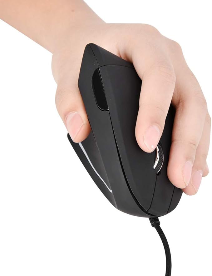 Ergonomic Vertical USB Wired Mouse, Left Handed Optical Mouse, 3 Adjustable DPI 800/1200/1600, 6 Programmable Buttons, Universal Gaming Mouse for Laptop, Desktop, Notebook, PC, Computer (Black)