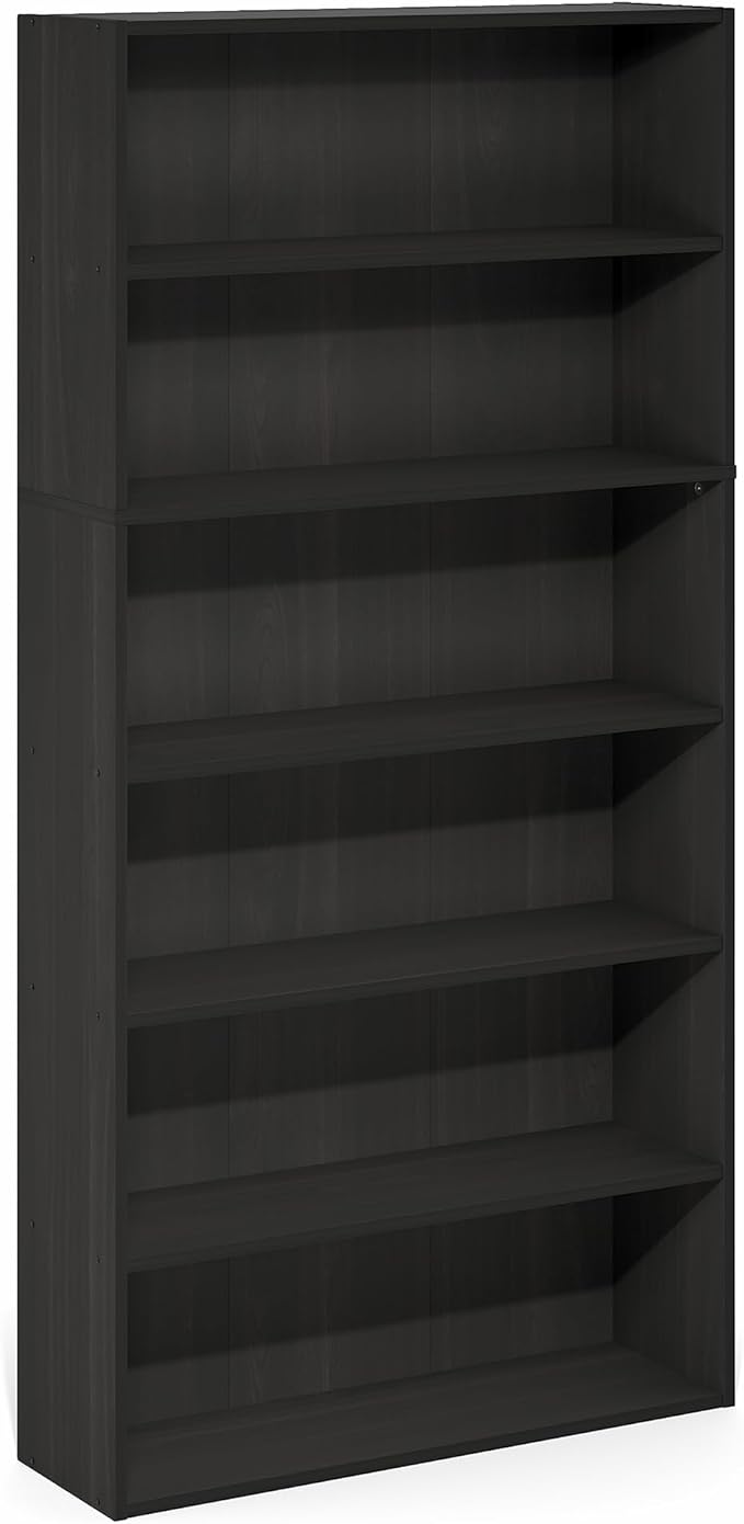 Furinno PASIR Book Shelf, 6-Tier Bookshelf with Open Storage Shelf, Standing Bookcase, 9.4 x 31.5 x 63, Easy Assembly, for Home Office, Bedroom, Living Room, Espresso