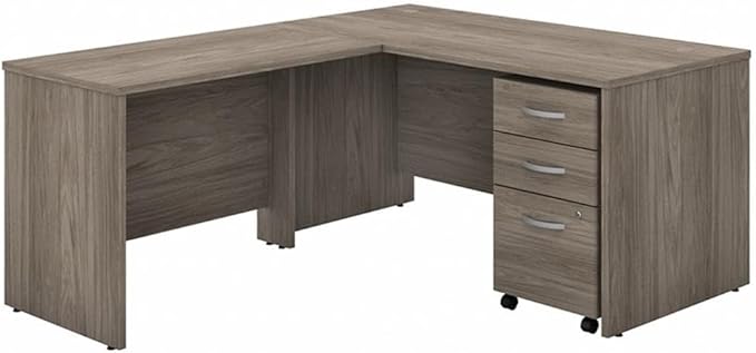 Bush Business Furniture Studio C 60-inch W L Shaped Computer Desk, Mobile File + 42-inch W Return Bundle, Modern Hickory (STC008MHSU)