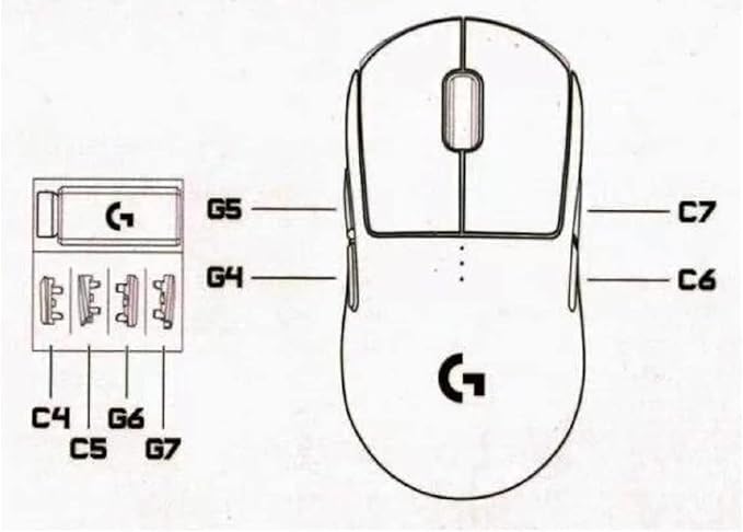 Side Button Side Key Cover Replacement for Logitech G Pro Wireless Gaming Mouse (G4 G5 C6 C7)