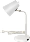 Adjustable Desk Lamp with USB-C Charging Port, 15.5 inches, White (White with White Shade)