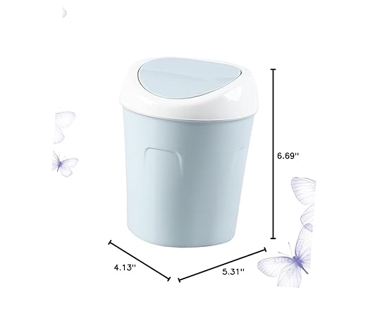 SOLUSTRE Plastic Trash Can Lid Mini Desktop Garbage Bin Office Waste Basket Slim Trash Can for Home Kitchen Desk Easy to Clean