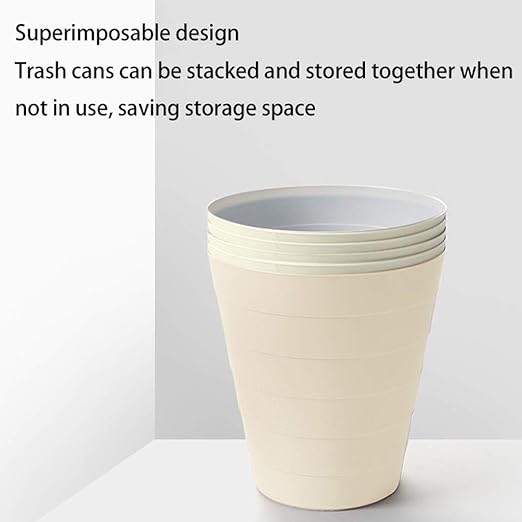 Garbage Can Slim Round Plastic Small Trash Can Wastebasket Garbage Container Bin for Bathrooms Powder Rooms Kitchens (A Pair) Desktop Trash Can