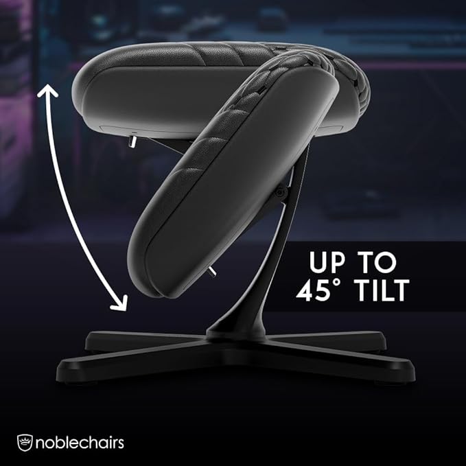 noblechairs Footrest V2.0, Real Leather, 45-Degree Tilt, Premium Materials, Leather Cover, Black