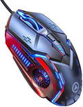 CHONCHOW Gaming Mouse Wired,6 Buttons, 4 Adjustable DPI Up to 3200 DPI, 7 Color LED Light, Wired Mouse Used for Games and Office, Mouse for Computer/Laptop/Tablets(Grey)