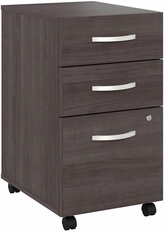 Pemberly Row Set of 2 Mobile File Cabinet & Computer Table Desk in Storm Gray