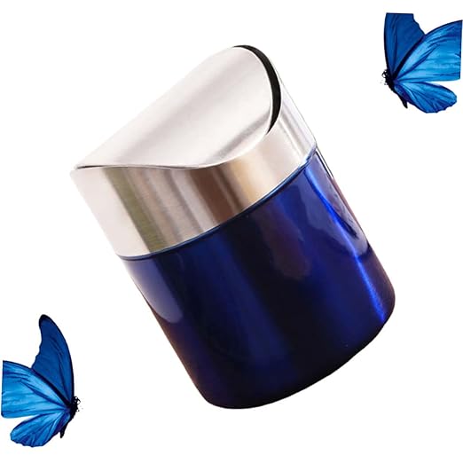 Hemobllo Compact Stainless Steel Waste Basket Recycle Bin Trash Can for Bedroom Office Kitchen