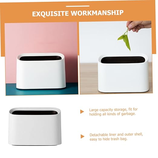 Cabilock Slim Material Car Trash Can Desk Top Storage Office Desk Garbage Bin Table Wastebasket Wastebasket