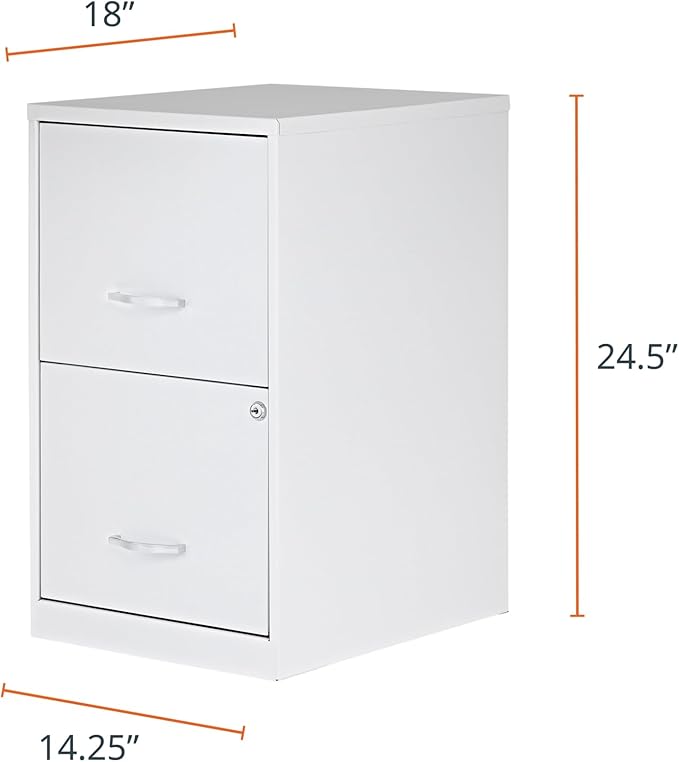 NuSparc 2 Drawer Locking Filing Cabinet | Pre-Assembled Steel Construction | Space-Saving Design is Perfect for Home and Small Office | Letter-Size | Assembled in North America
