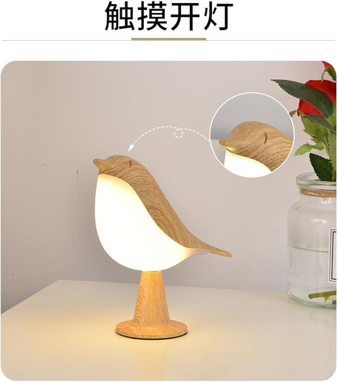 Magpie and Bird Desk Lamp, Rechargeable Small Desk Lamp, 3 Color Temperatures, Touch Sensor, Rechargeable Battery Night Light, Suitable for Children, Bedroom, Bedside, and Outdoor Use